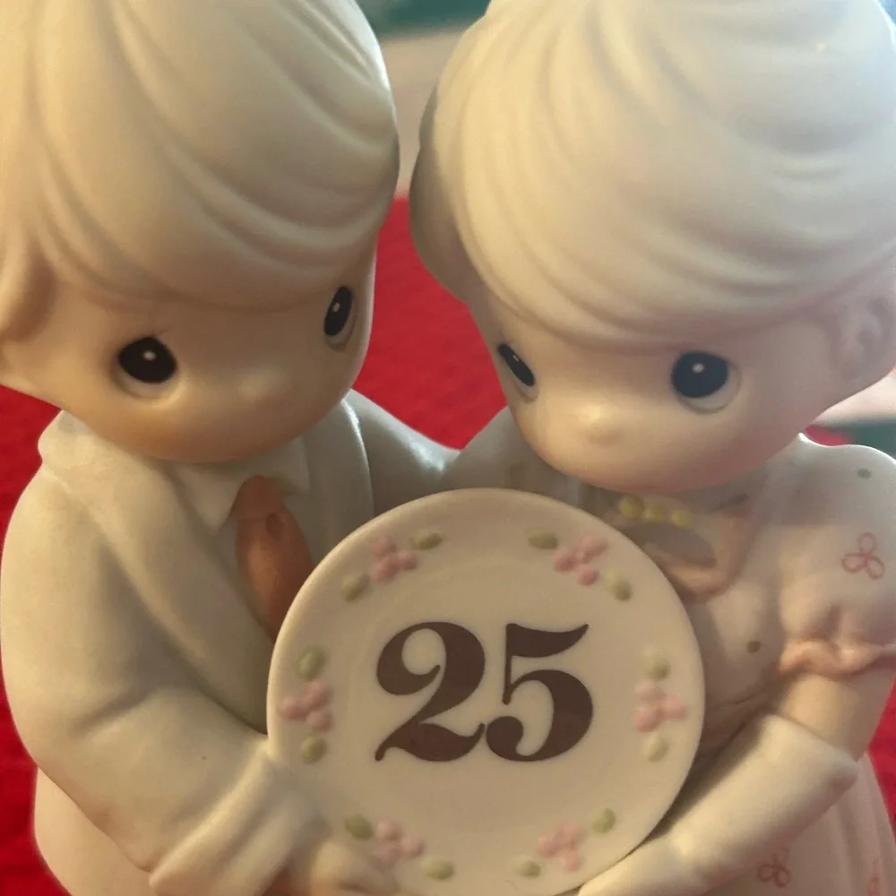 Precious Moments 25th Anniversary Cake Topper - Cream and White